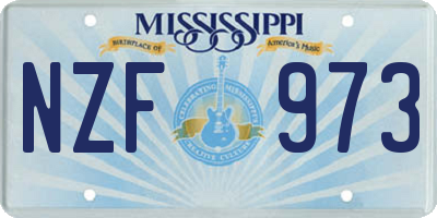 MS license plate NZF973