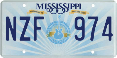 MS license plate NZF974