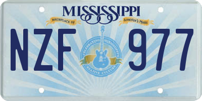 MS license plate NZF977