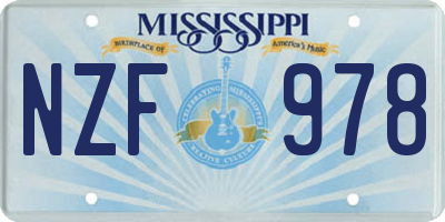 MS license plate NZF978