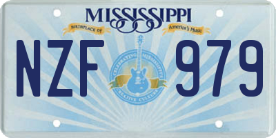 MS license plate NZF979