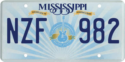MS license plate NZF982