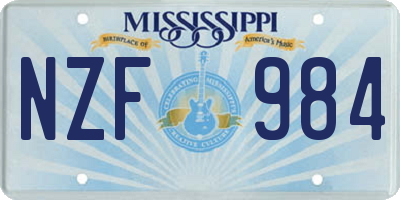 MS license plate NZF984