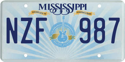 MS license plate NZF987