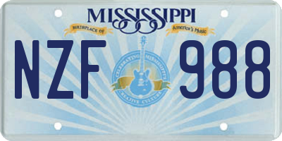 MS license plate NZF988