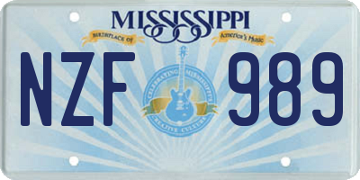 MS license plate NZF989