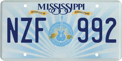MS license plate NZF992