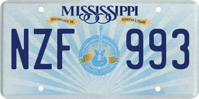 MS license plate NZF993