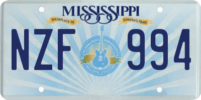 MS license plate NZF994