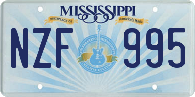 MS license plate NZF995