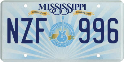 MS license plate NZF996