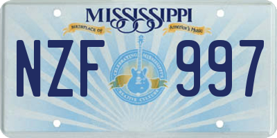 MS license plate NZF997