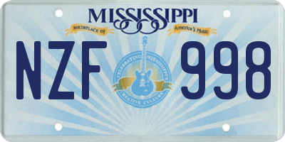 MS license plate NZF998