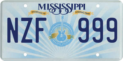MS license plate NZF999
