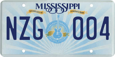 MS license plate NZG004