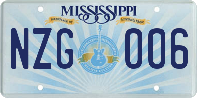 MS license plate NZG006