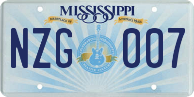 MS license plate NZG007
