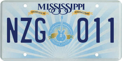 MS license plate NZG011