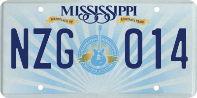 MS license plate NZG014