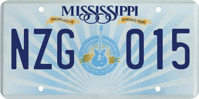 MS license plate NZG015
