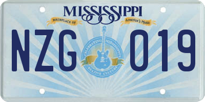 MS license plate NZG019