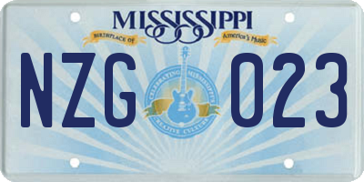MS license plate NZG023
