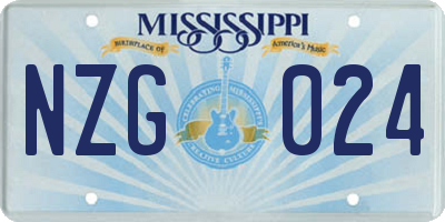 MS license plate NZG024