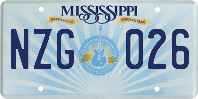 MS license plate NZG026