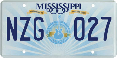 MS license plate NZG027