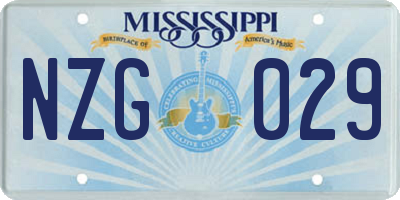 MS license plate NZG029