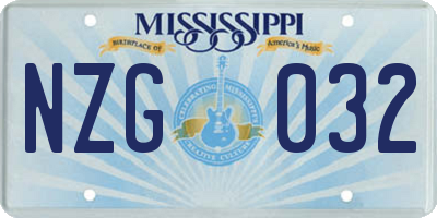 MS license plate NZG032