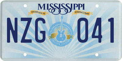 MS license plate NZG041