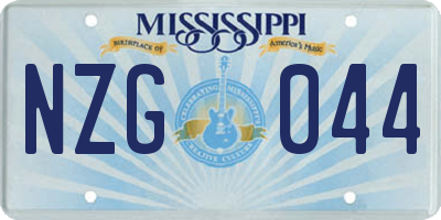 MS license plate NZG044