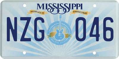 MS license plate NZG046