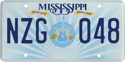 MS license plate NZG048