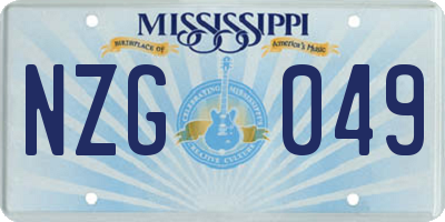 MS license plate NZG049