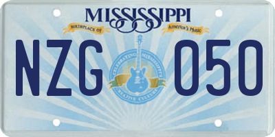 MS license plate NZG050