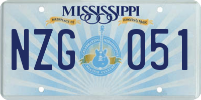 MS license plate NZG051