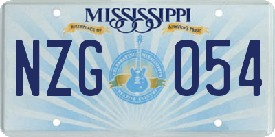 MS license plate NZG054