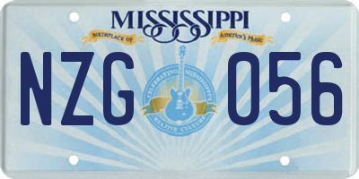 MS license plate NZG056