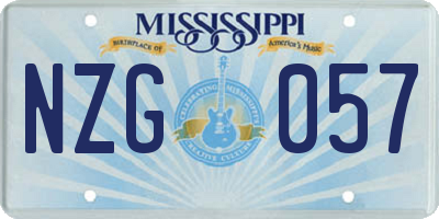 MS license plate NZG057