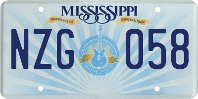 MS license plate NZG058