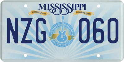 MS license plate NZG060