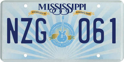 MS license plate NZG061
