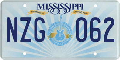 MS license plate NZG062