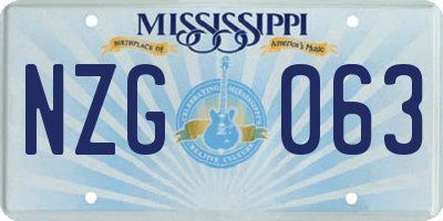 MS license plate NZG063