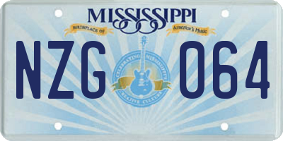MS license plate NZG064