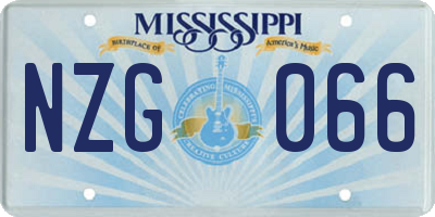 MS license plate NZG066
