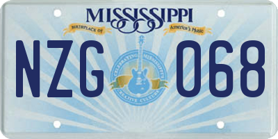 MS license plate NZG068