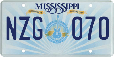 MS license plate NZG070